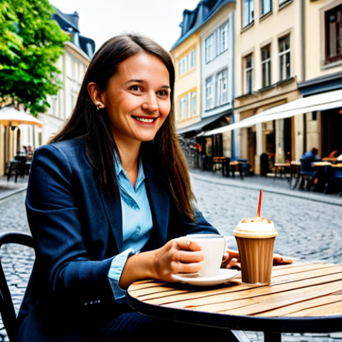Home 9 **
"A charming, cobblestone street in Luxembourg City's old town, UNESCO World Heritage site, showcasing historic architecture. A fully clothed tourist, appropriate attire, is enjoying a coffee at an outdoor cafe. Safe for work, perfect anatomy, natural proportions, professional photography, high quality, family-friendly."
**